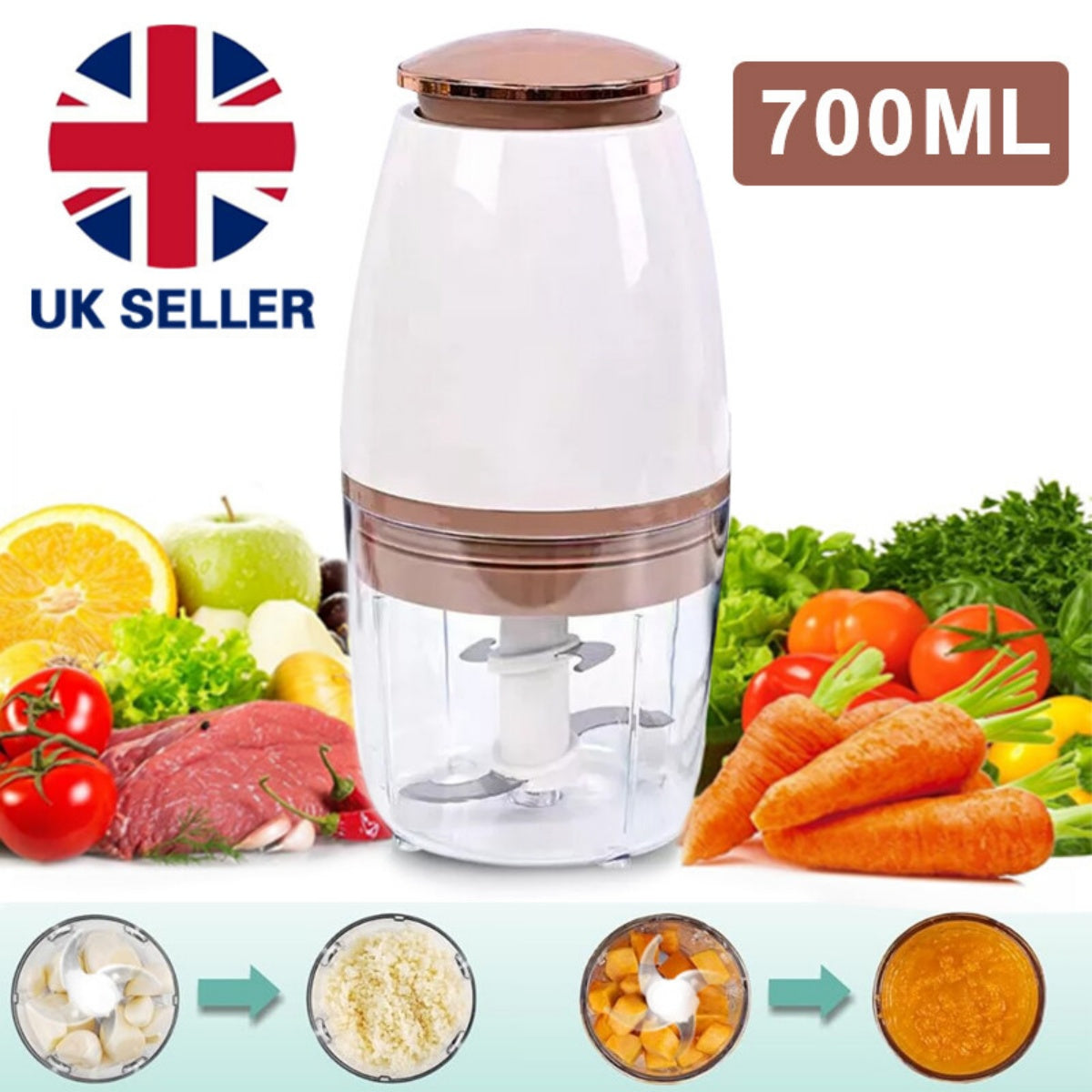 [vendor] 700ML Food Processor Electric Vegetable Chopper Multi