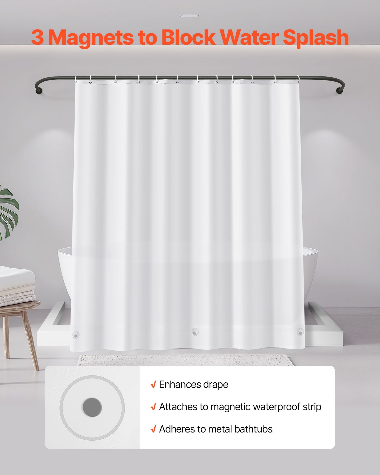 [vendor] Shower Curtain Liner, 8G Heavy-Duty PEVA Shower Liner,