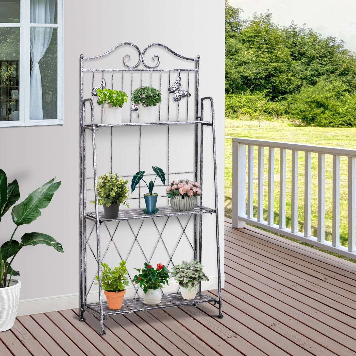 [vendor] 3 Tier Plant Stand Indoor Outdoor, Metal Plant Shelf