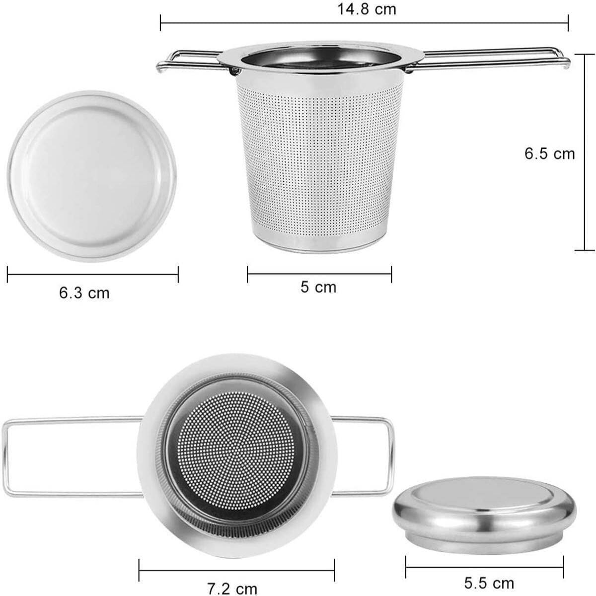 [vendor] Stainless Steel Tea Strainer With Dual-Purpose Lid &