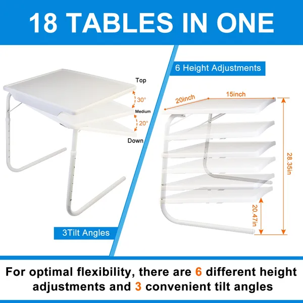 [vendor] Foldable Tray Table Portable Sofa TV Tray 6 Heights 3