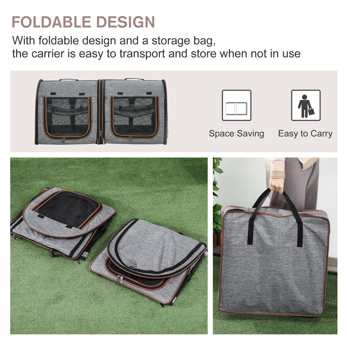 [vendor] Portable Soft-sided Pet Cat Carrier With Divider, Two
