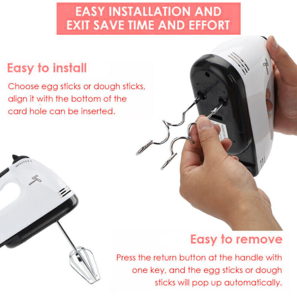 [vendor] Electric Handheld Whisk 7 Speed Hand Mixer Kitchen Egg