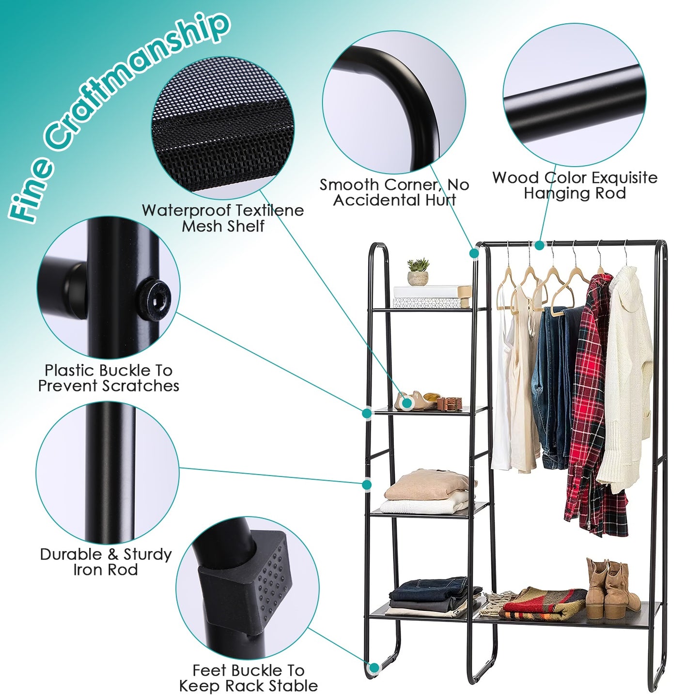 [vendor] 1Pc Metal Garment Hanging Rack Shoe Clothing Organizer