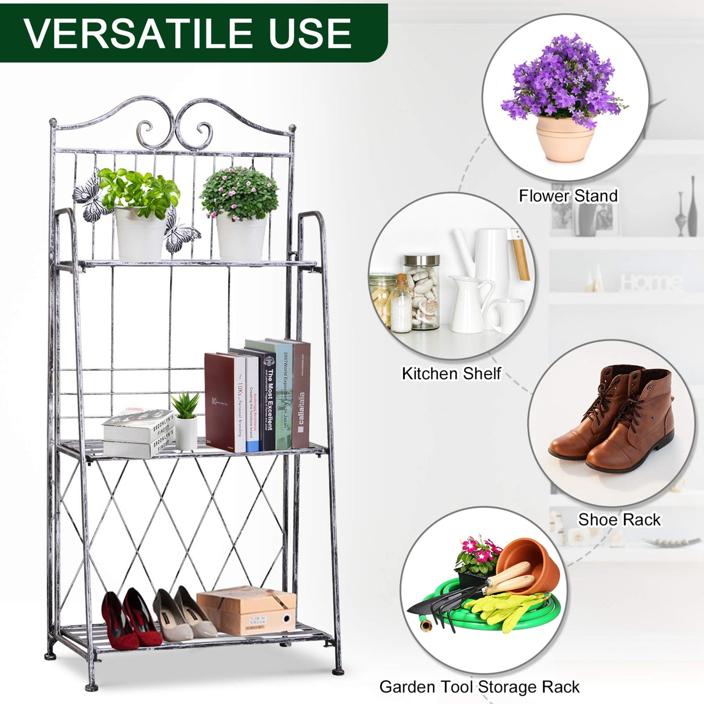 [vendor] 3 Tier Plant Stand Indoor Outdoor, Metal Plant Shelf