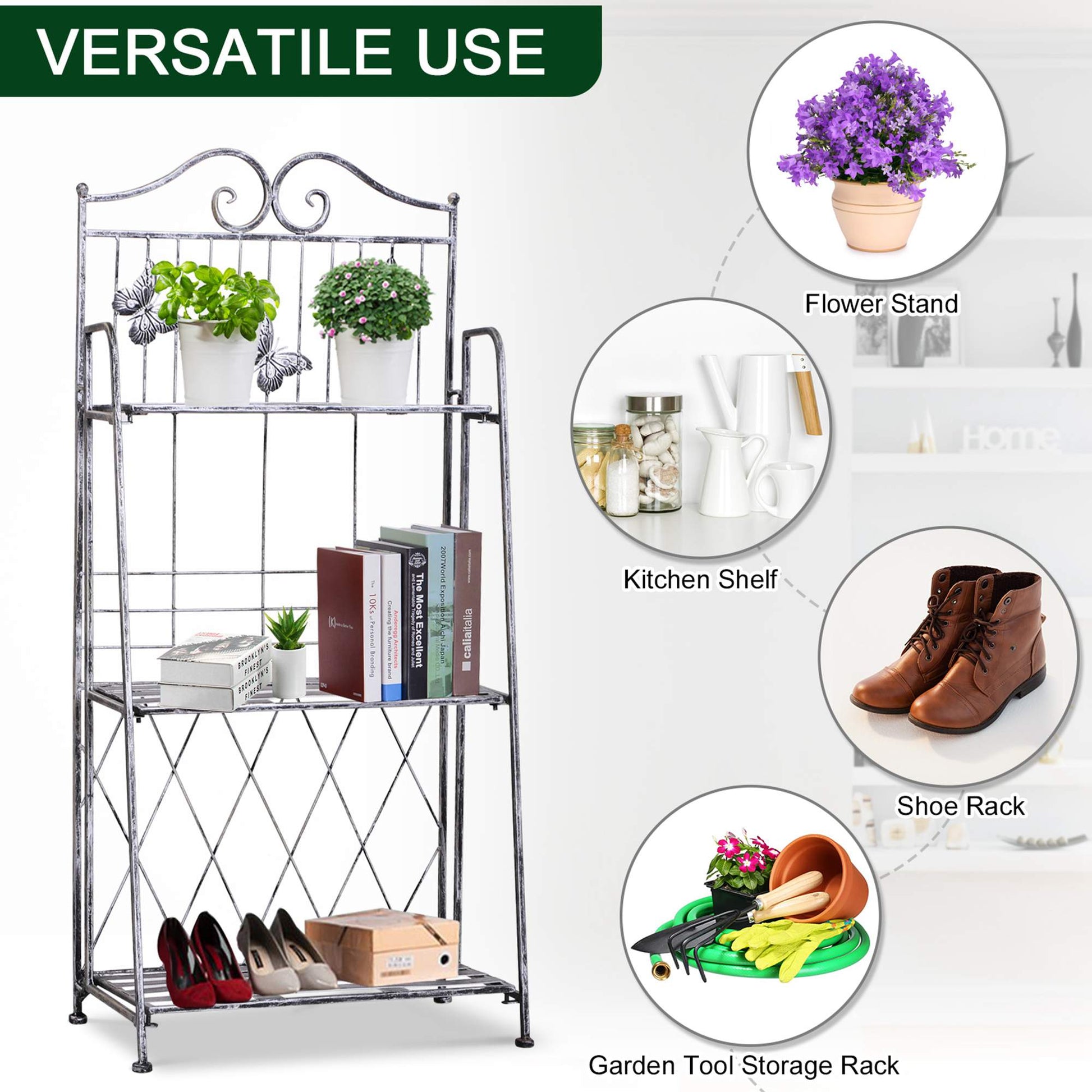 [vendor] 3 Tier Plant Stand Indoor Outdoor, Metal Plant Shelf