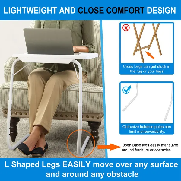 [vendor] Foldable Tray Table Portable Sofa TV Tray 6 Heights 3