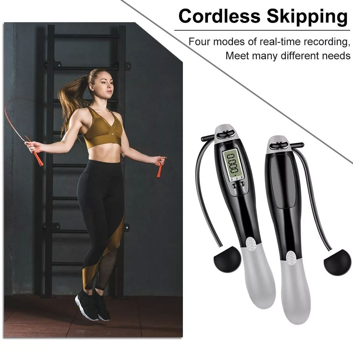 [vendor] Cordless Skipping Rope Ropes Smart Screen With Weighted