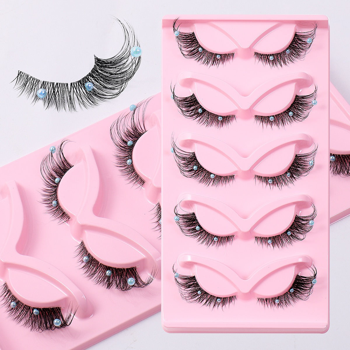 [vendor] 5 Pairs False Lashes Eyelashes Extension Cluster, Clear