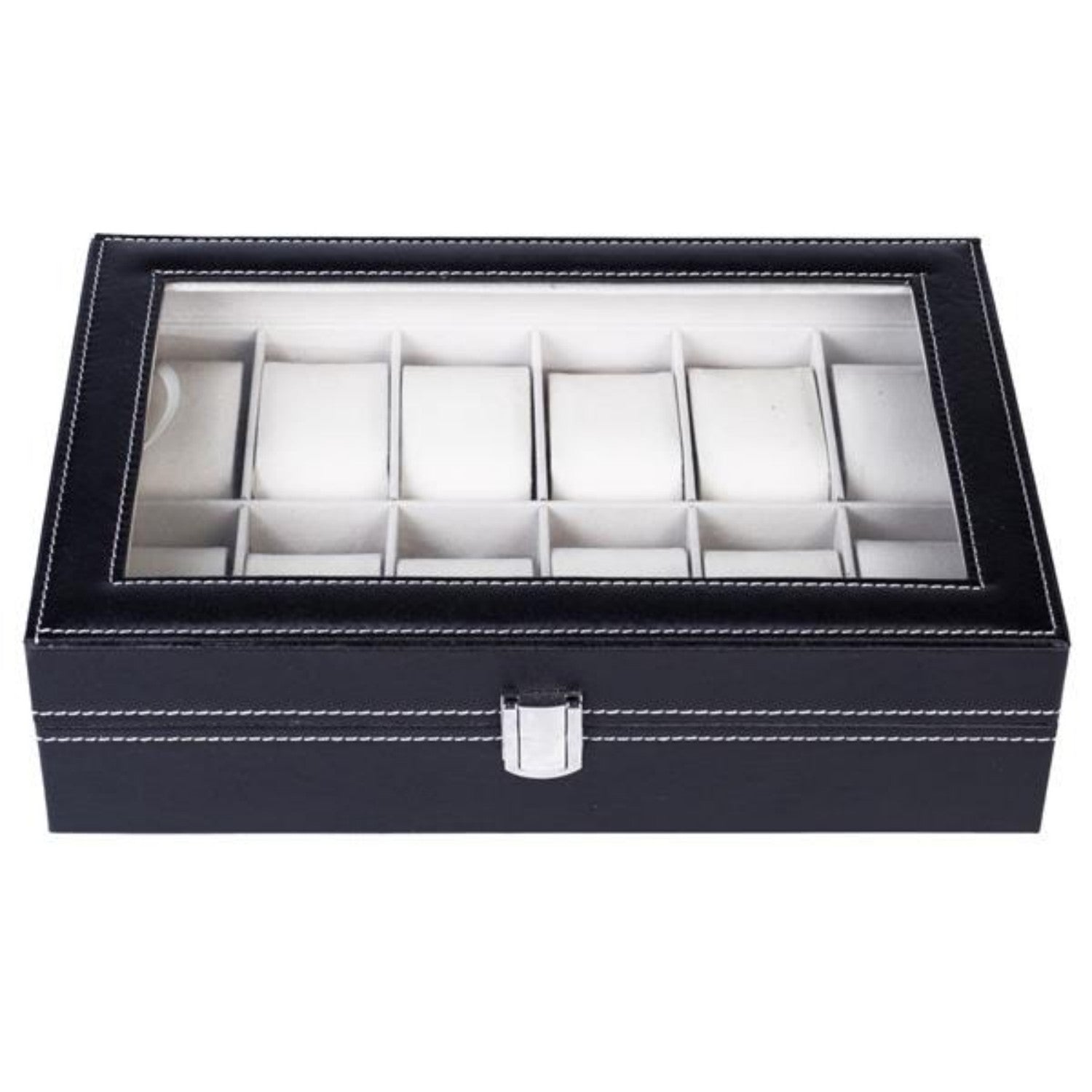 [vendor] 12 Slot Leather Watch Box Display Case Jewelry Organizer