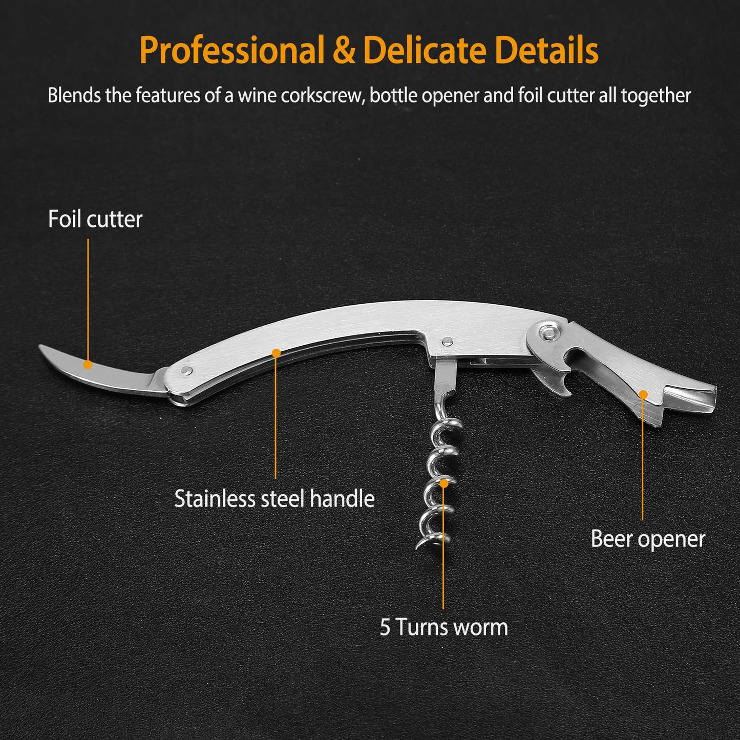 [vendor] 3Pcs Corkscrew Bottle Opener Set Tool Foil Cutter Drip