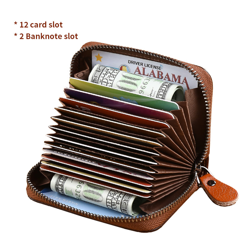 [vendor] Genuine Leather Credit Card Holder Zipper Card Bag With