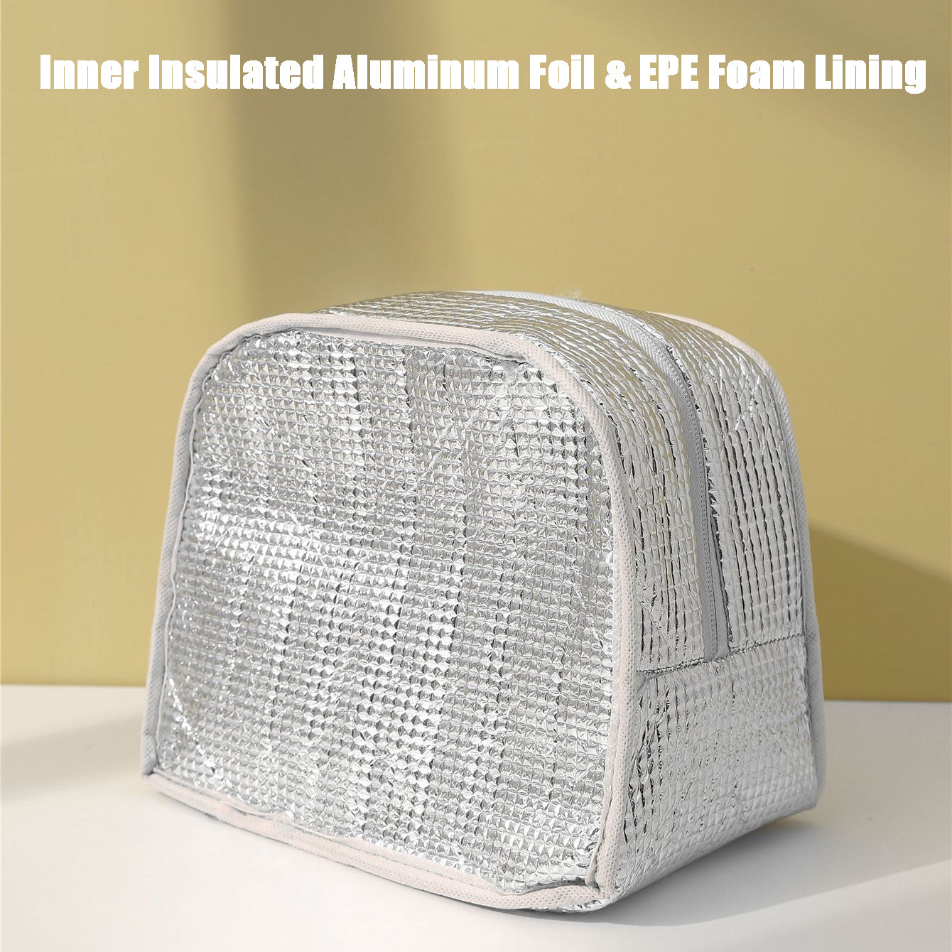 [vendor] Solid Color Thickened Insulated Lunch Tote Bag, Portable