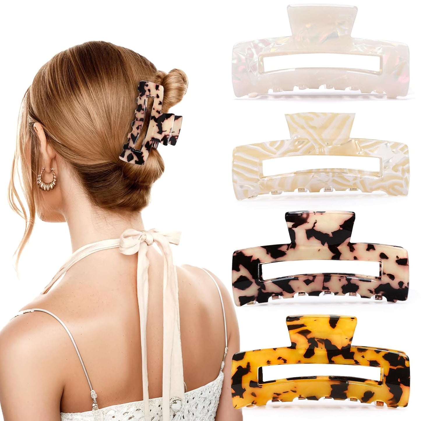 [vendor] 4Pcs Tortoise Hair Claw Clips, Acetate Hair Claw Clip