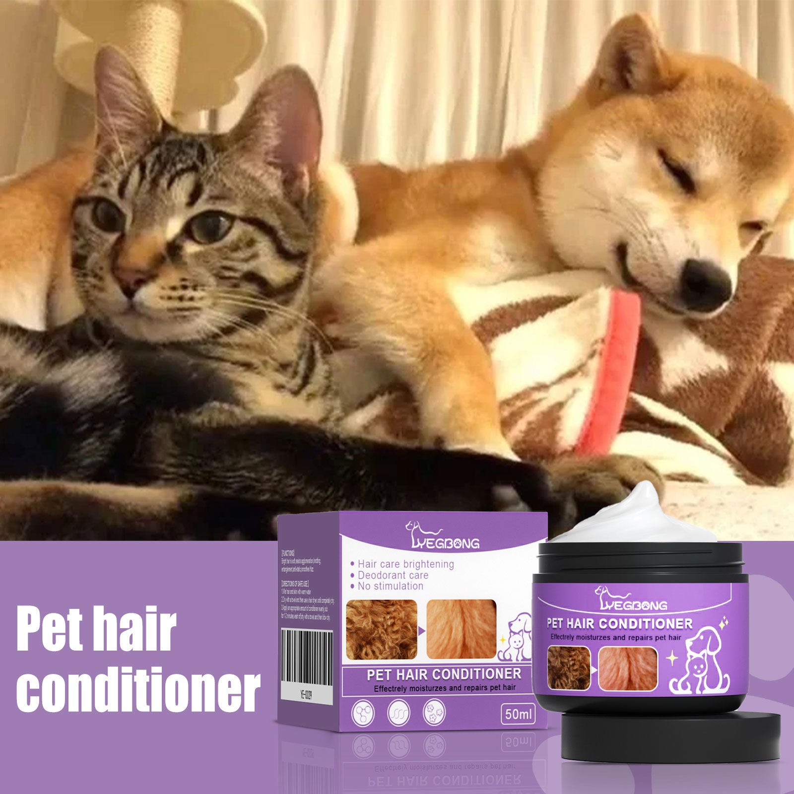 [vendor] Pet Hair Conditioner For Dogs Cats, Moisturizing Detangling Pet