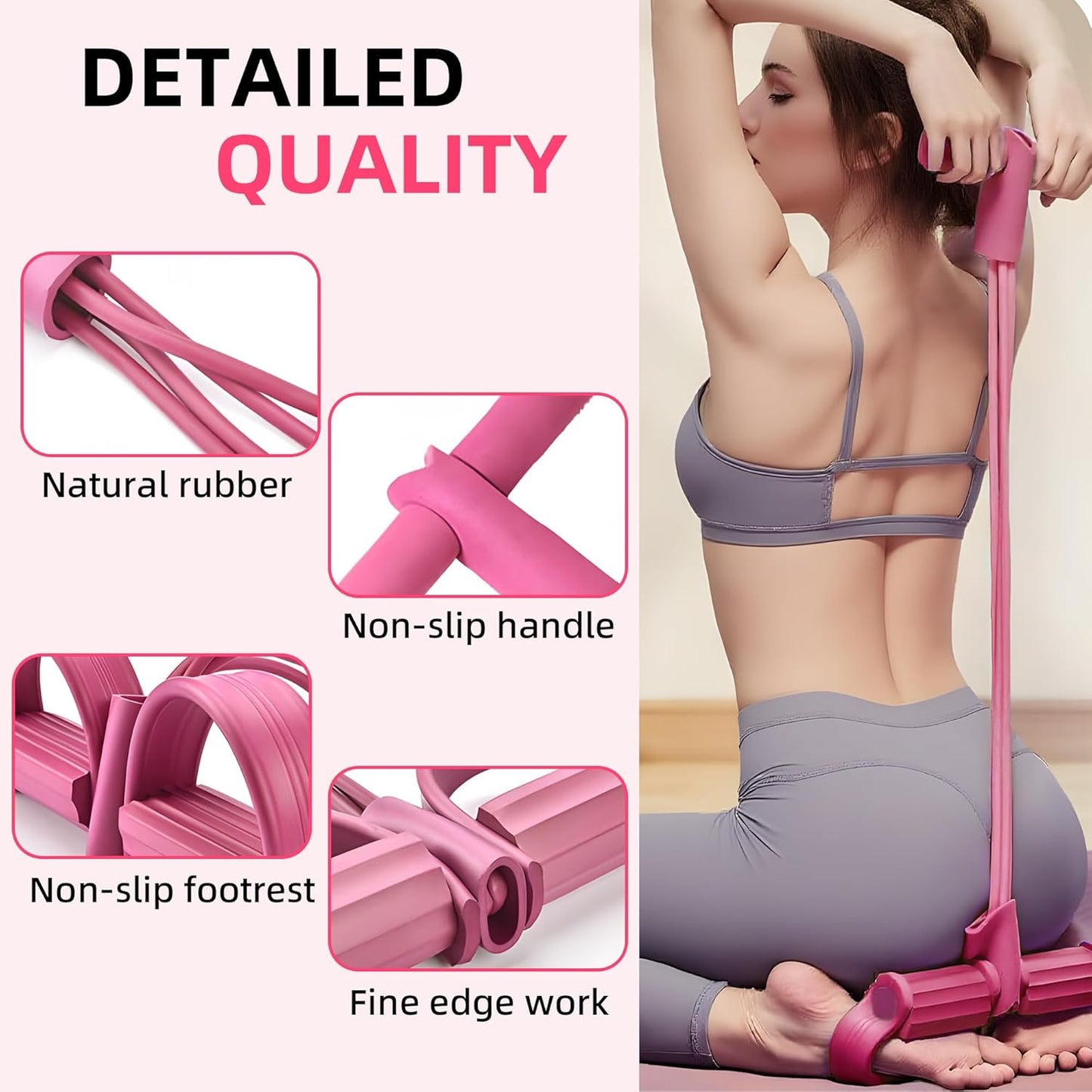 [vendor] Multifunction Pedal Resistance Band, 4-Tube Elastic Pull