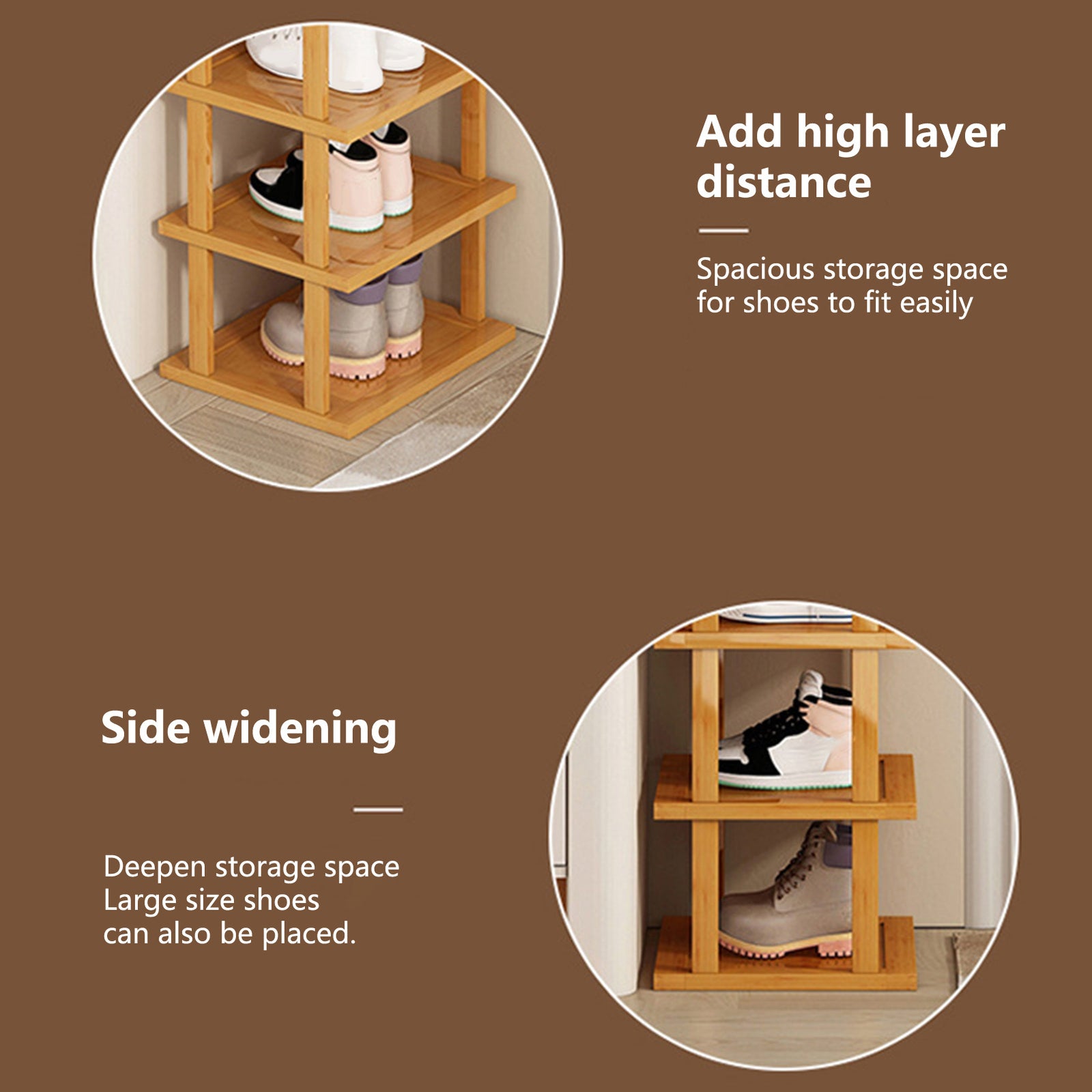 [vendor] 6-Tier Bamboo Shoe Rack - Vertical Space Saving Shoe