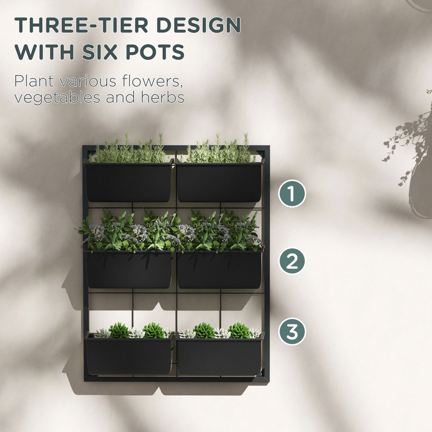 [vendor] 3-Tier Hanging Planter with 6 Pots for Indoor and