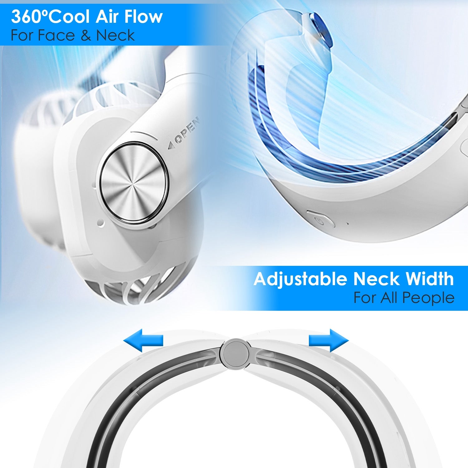 [vendor] White-Green Options -- 1Pc Portable Neck Hanging Fan