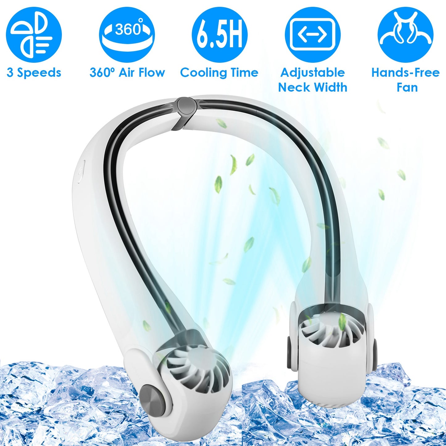 [vendor] White-Green Options -- 1Pc Portable Neck Hanging Fan