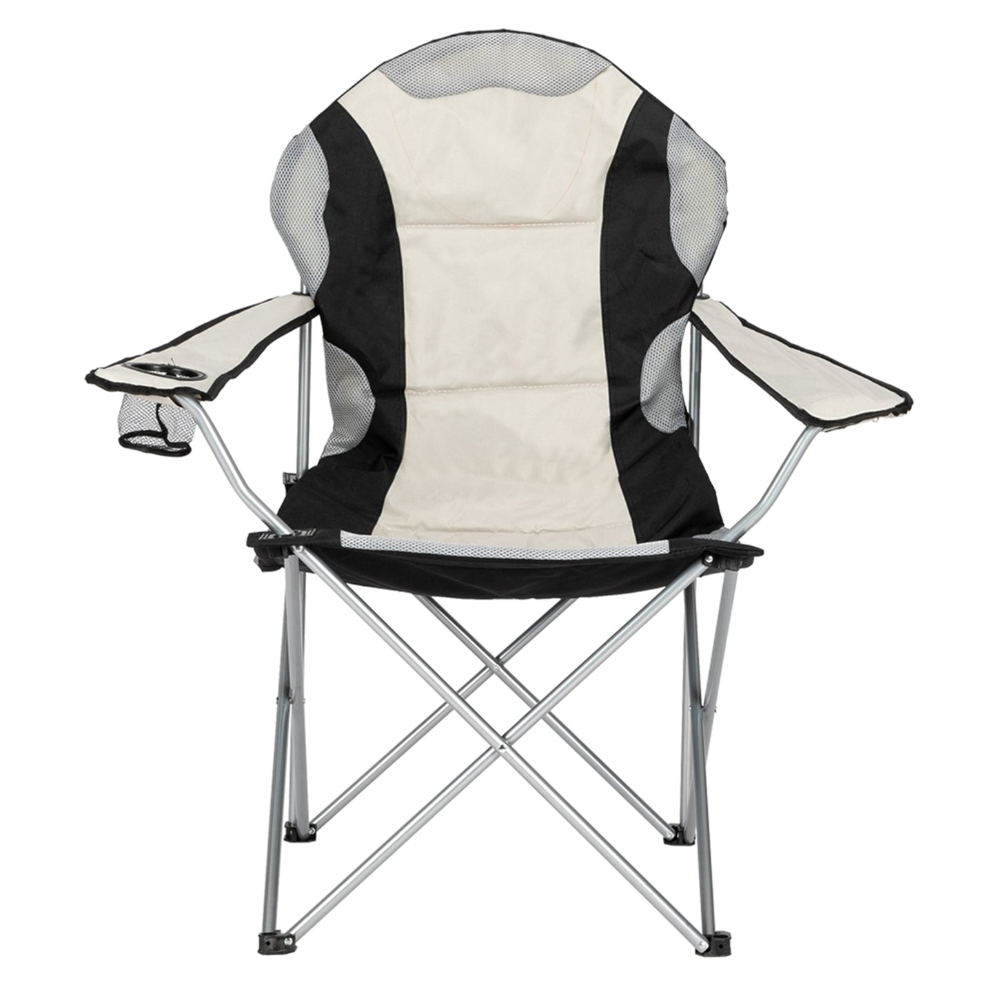 [vendor] Camping Chair, Grey Iron Frame, Off-white