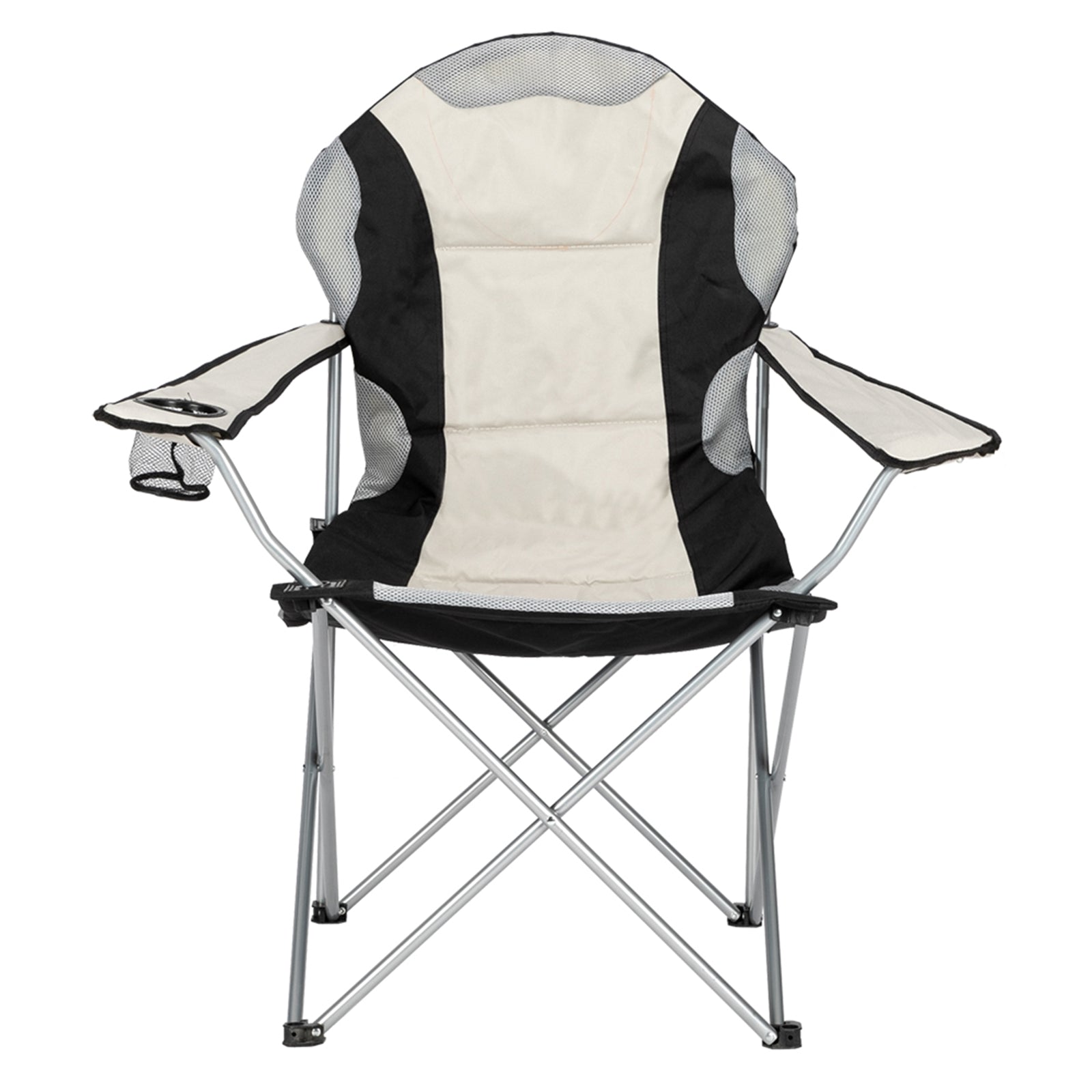 [vendor] Camping Chair, Grey Iron Frame, Off-white