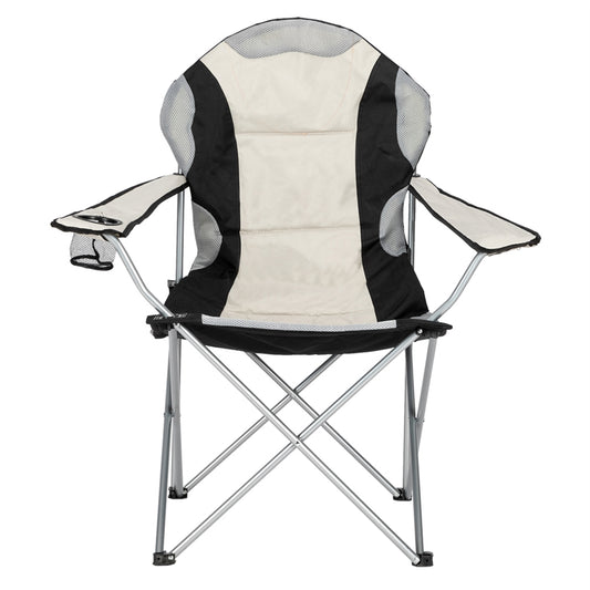 [vendor] Camping Chair, Grey Iron Frame, Off-white