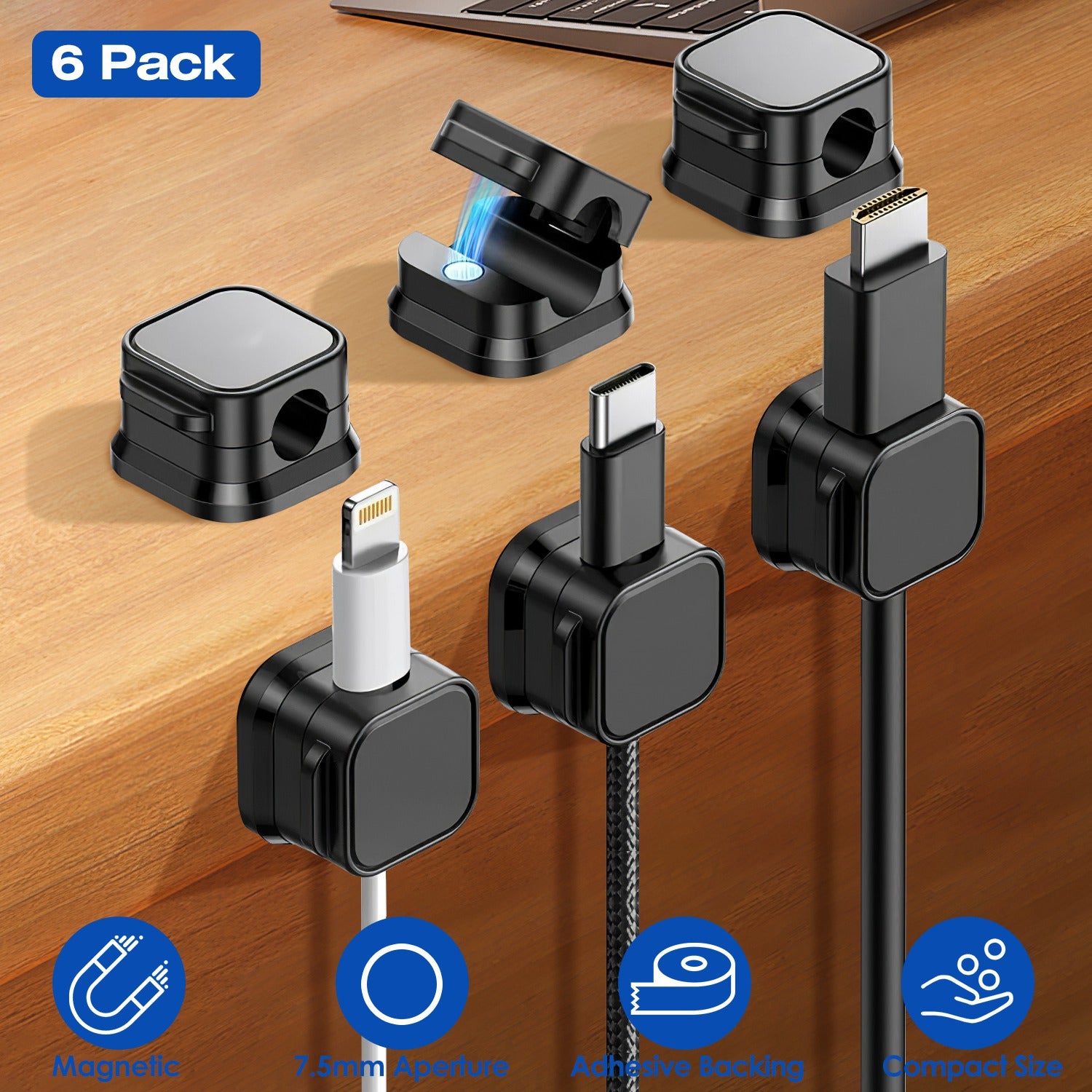 [vendor] 6 Pack Magnetic Cable Clips Magnetic Cord Organizer