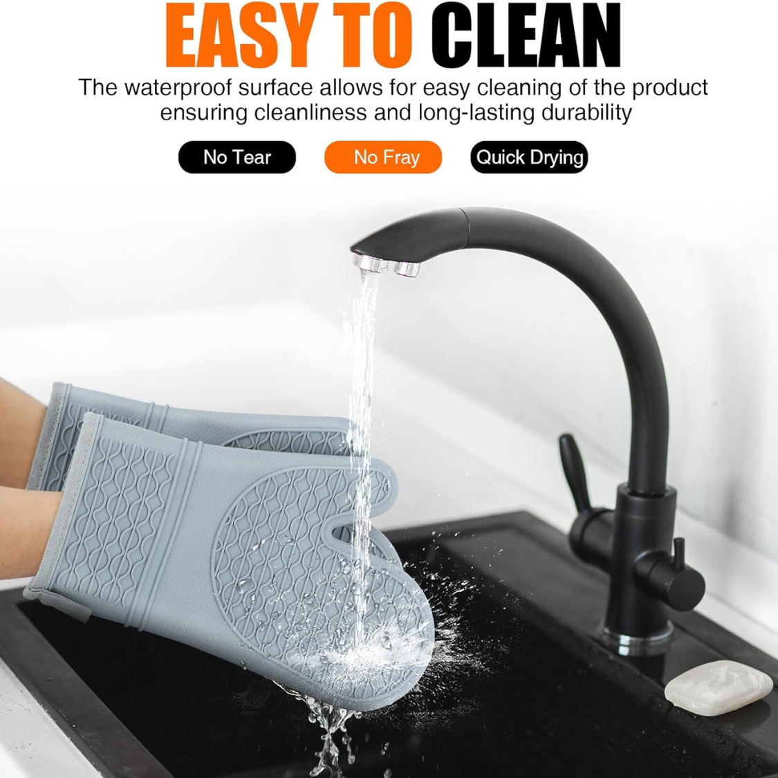 [vendor] Silicone Oven Mitts, Heat Resistant 2PCS Oven Mitts With