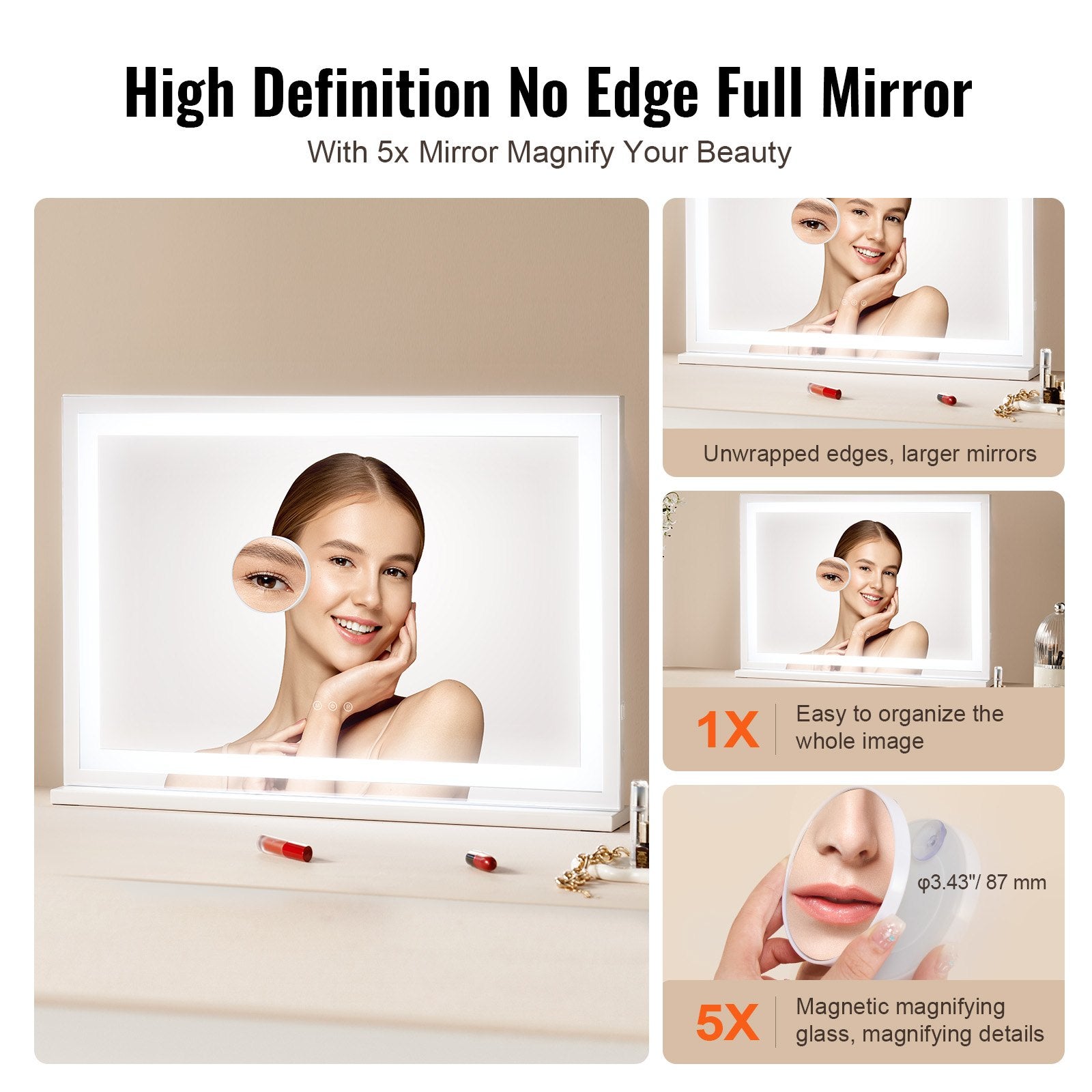 [vendor] Lighted Makeup Mirror 3 Color Vanity W/ USB Desktop