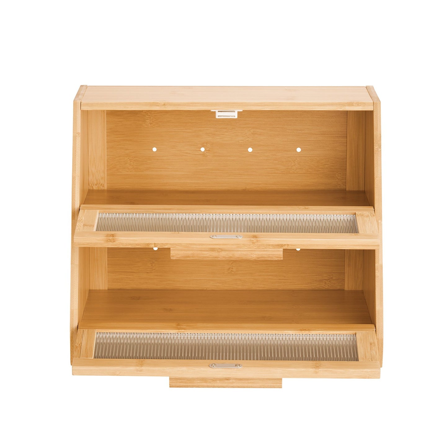 [vendor] Double Layer Bread Box For Kitchen Counter Bamboo