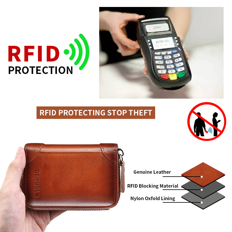 [vendor] Genuine Leather Credit Card Holder Zipper Card Bag With