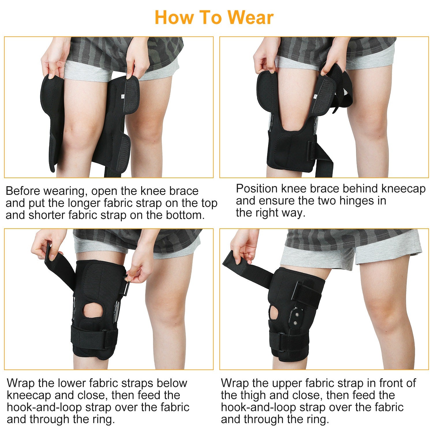 [vendor] Sport Knee Brace Adjustable Open Patella Knee Support