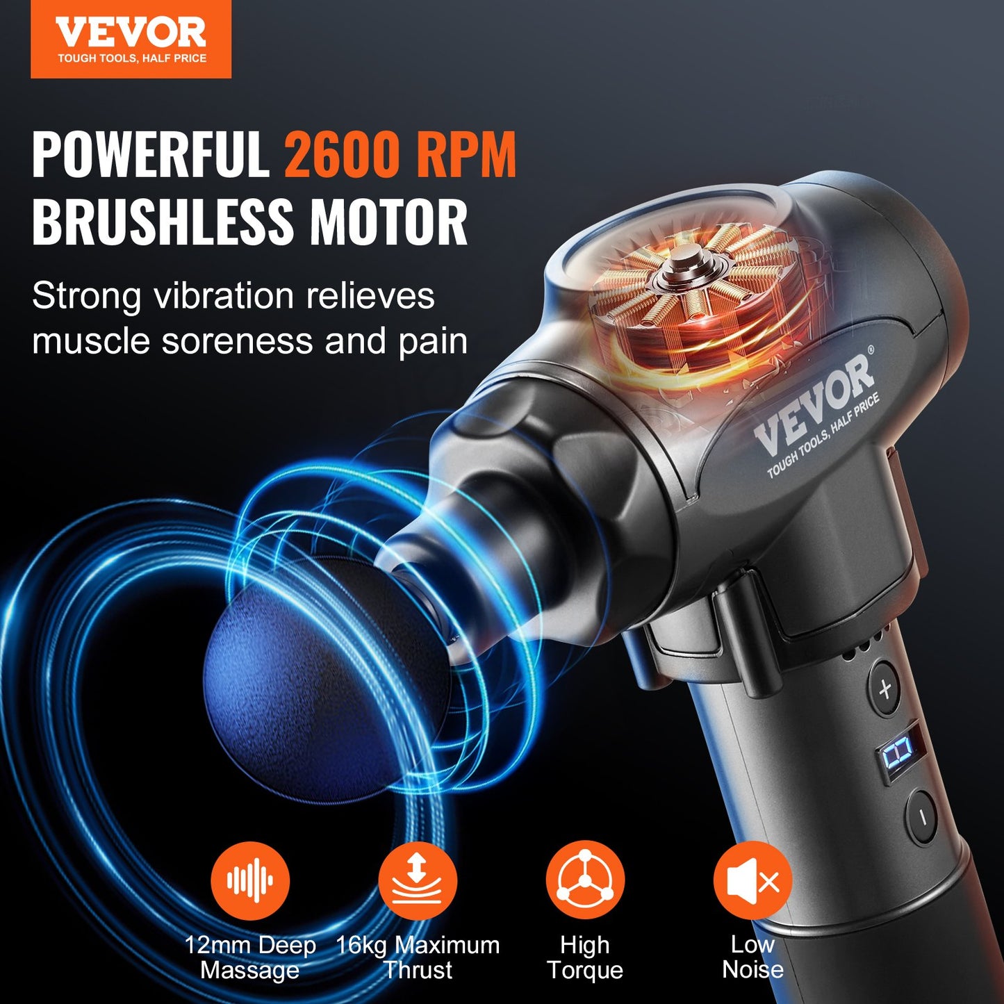 [vendor] VEVOR Massage Gun Deep Tissue With 9 Speed Levels & 6