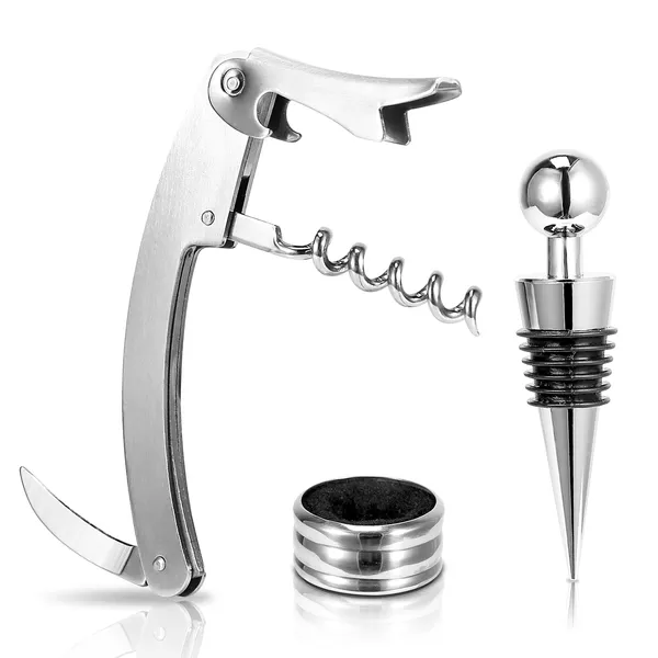 [vendor] 3Pcs Corkscrew Bottle Opener Set Tool Foil Cutter Drip