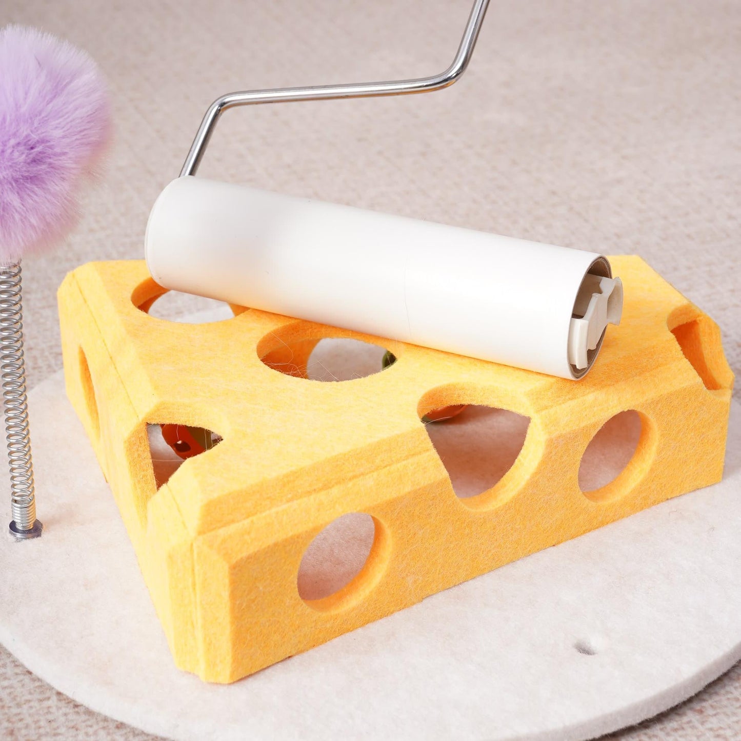 [vendor] Cat Puzzle Toy With Ball And Spring-loaded Wand Felt Indoor Cat