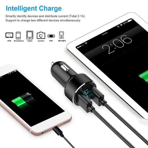 [vendor] Universal 15W/3.1A Dual USB Car Charger Adapter Aluminum