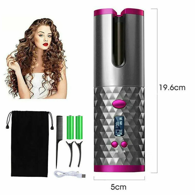 [vendor] Hair Curler LCD Cordless Auto Rotating Waver Curling