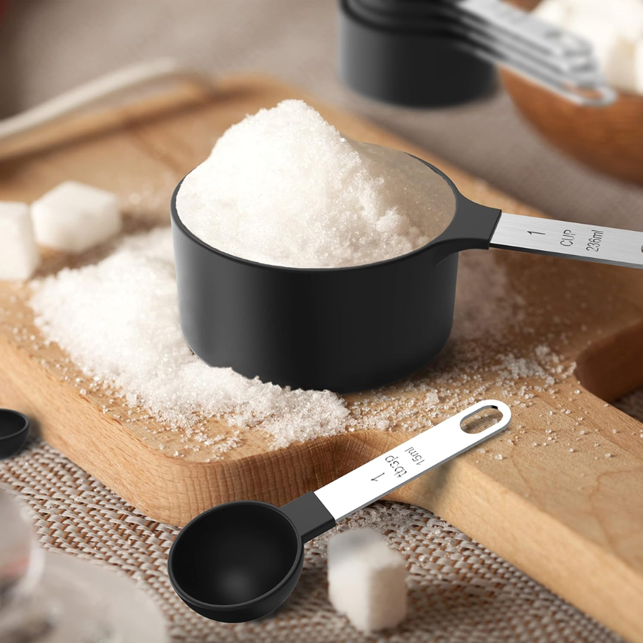 [vendor] Stackable Measuring Cups & Spoons Set - Black Nesting