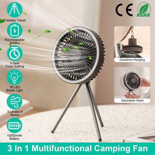 [vendor] Camping Fan With Lantern Rechargeable Battery Powered