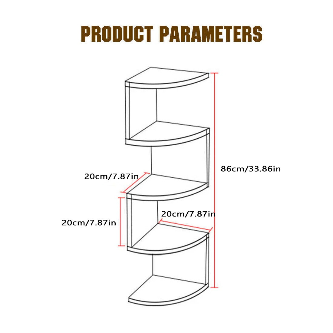 [vendor] 5 Tier Floating Corner Shelves Wooden Storage Display