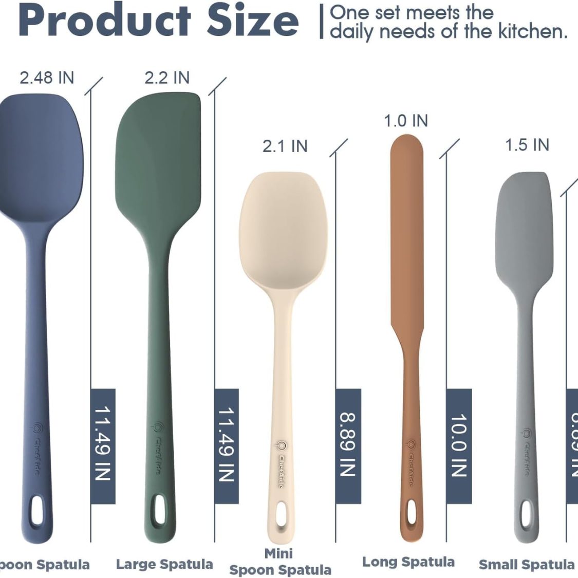 [vendor] 5 Pieces Silicone Spatula Set Food Grade Rubber Spatula