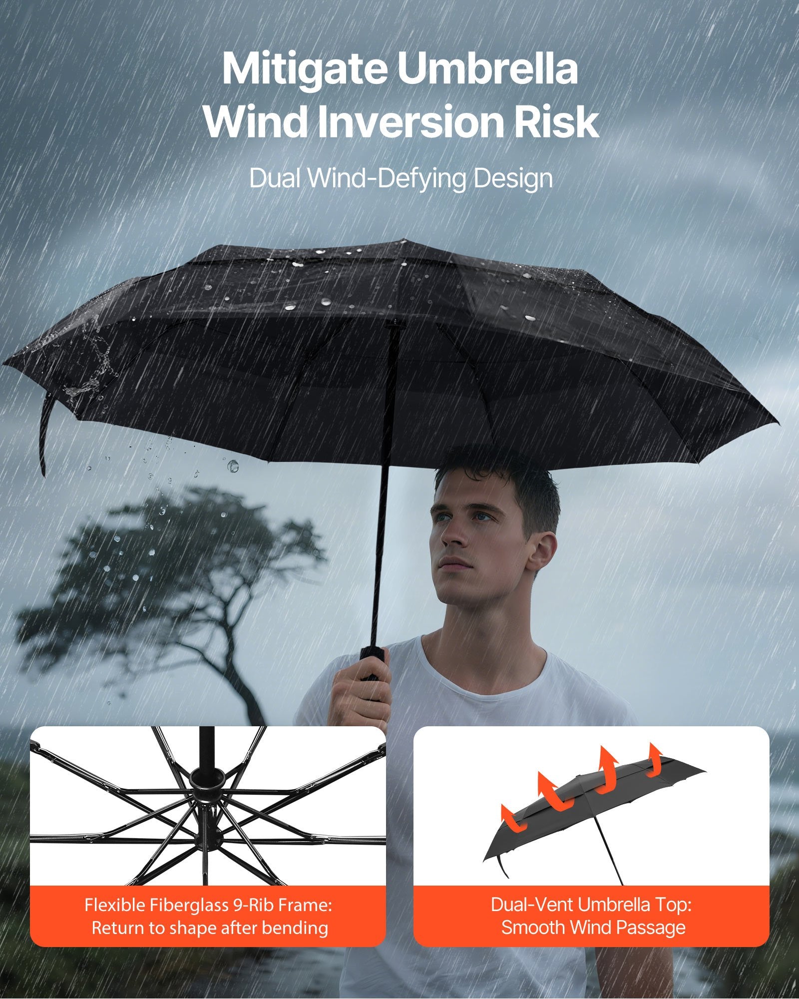 [vendor] Travel Umbrella, 42 In Portable Compact Umbrellas,