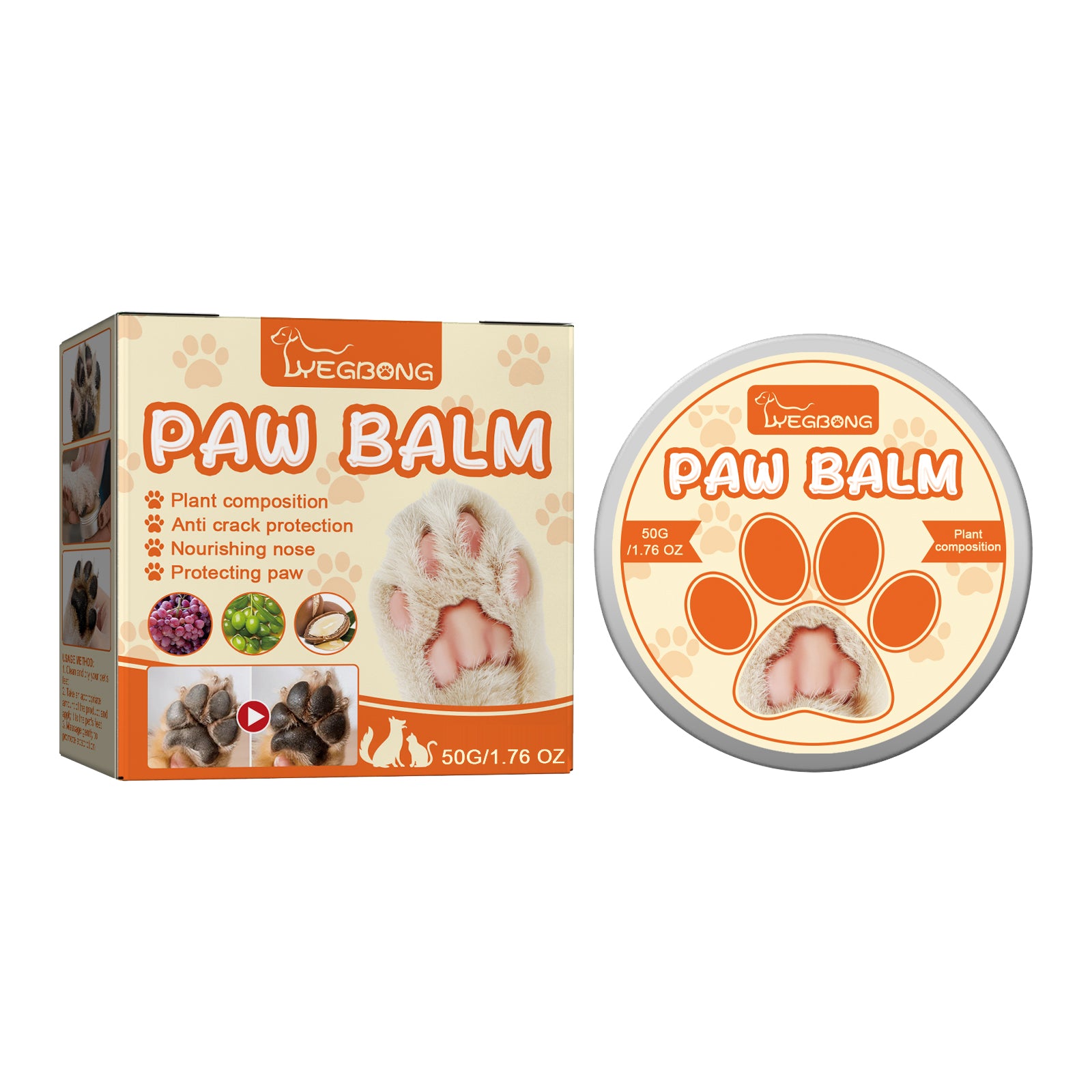[vendor] Yegbong Pet Moisturizing Paw Balm Suitable For Cats And Dogs,