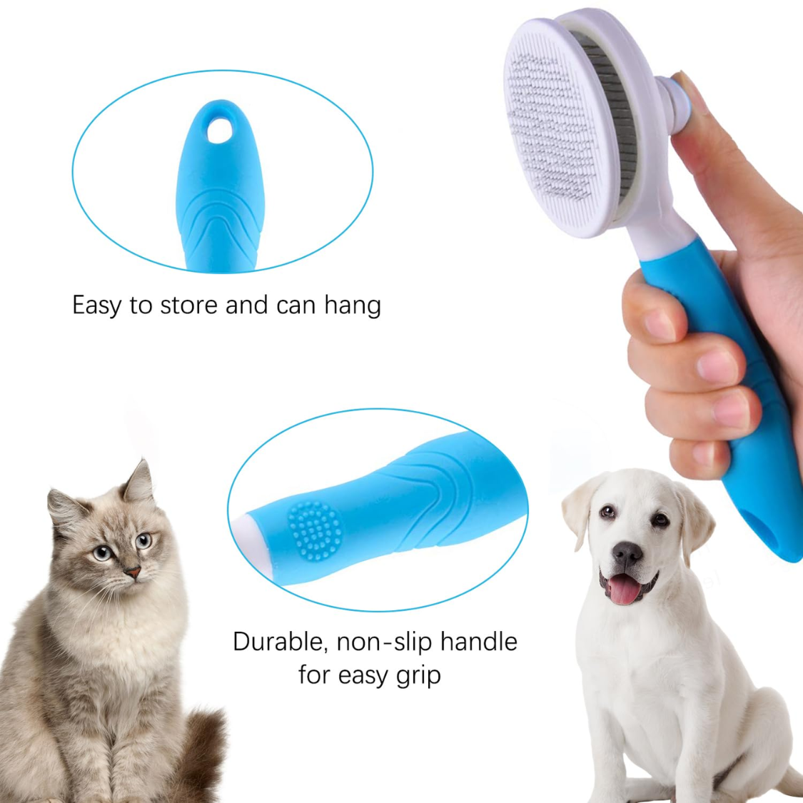 [vendor] Self Cleaning Slicker Brush - Cat Brush Skin-Friendly Deshedding