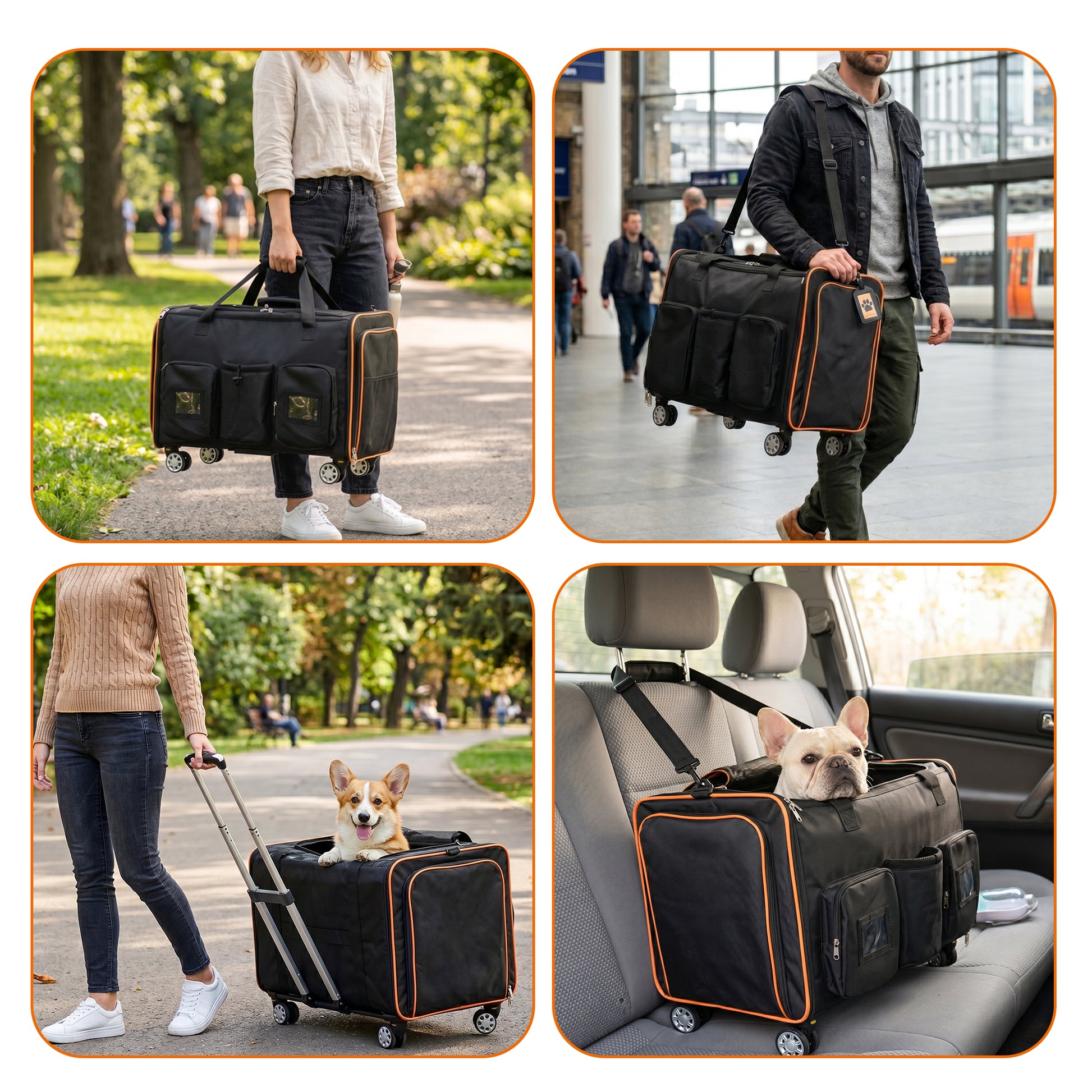 [vendor] 2 In 1 Large Cat Carrier For 2 Cats,Rolling Pet Carrier With