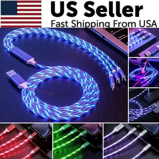 [vendor] 3 In 1 LED Fast Charging Cable Adapter For Micro USB