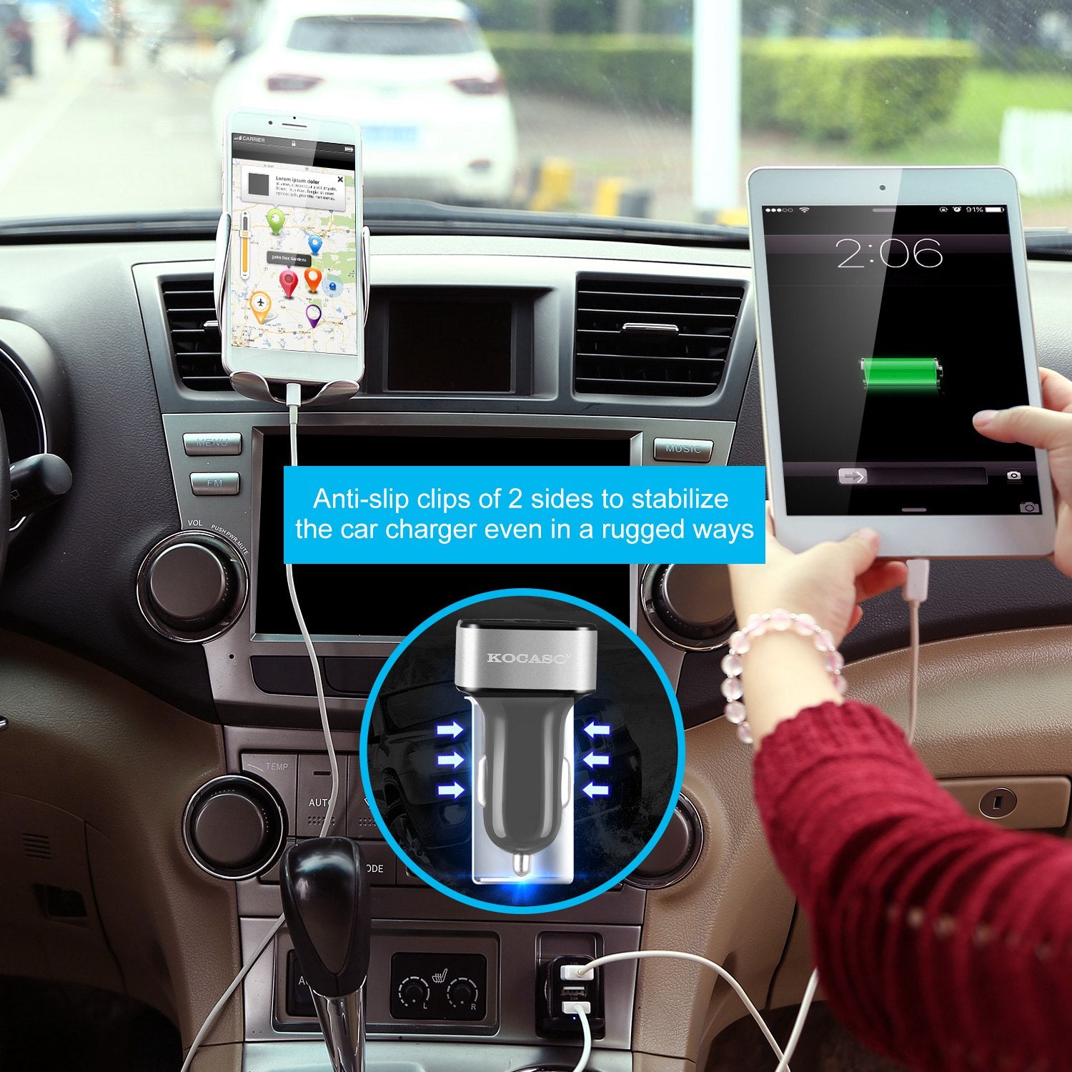 [vendor] 1Pc 3Port USB Car Charger 30W 5.5A For IOS Phone 16 15