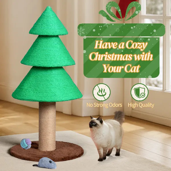 [vendor] 31.5in Christmas Tree Cat Scratcher, Cat Scratching Post For