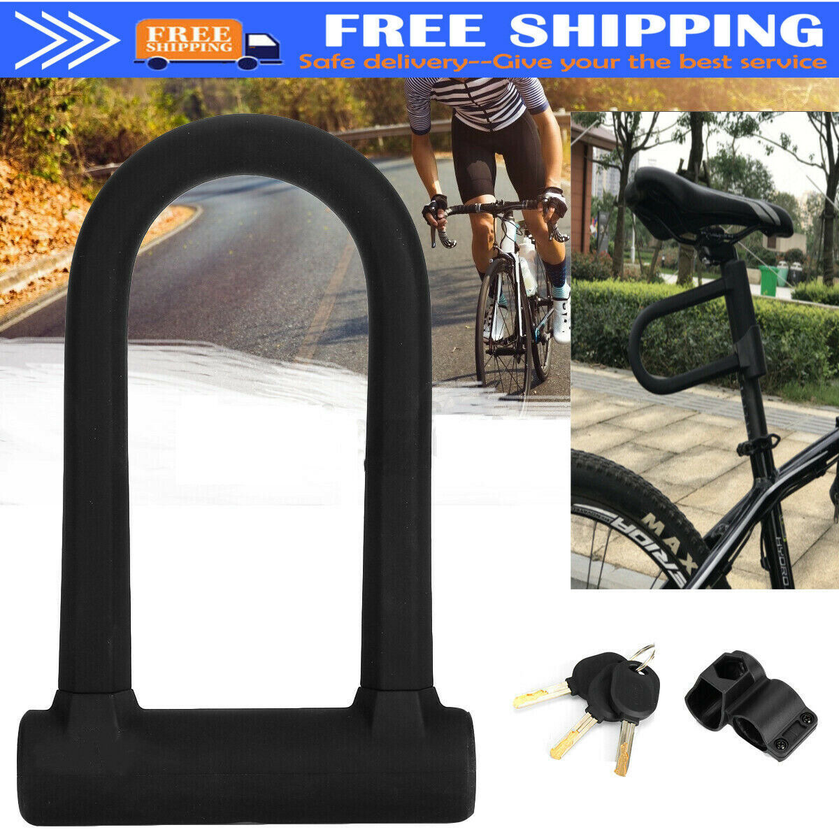 [vendor] Bike D U Lock Heavy Duty Bicycle Motorbike Motorcycle